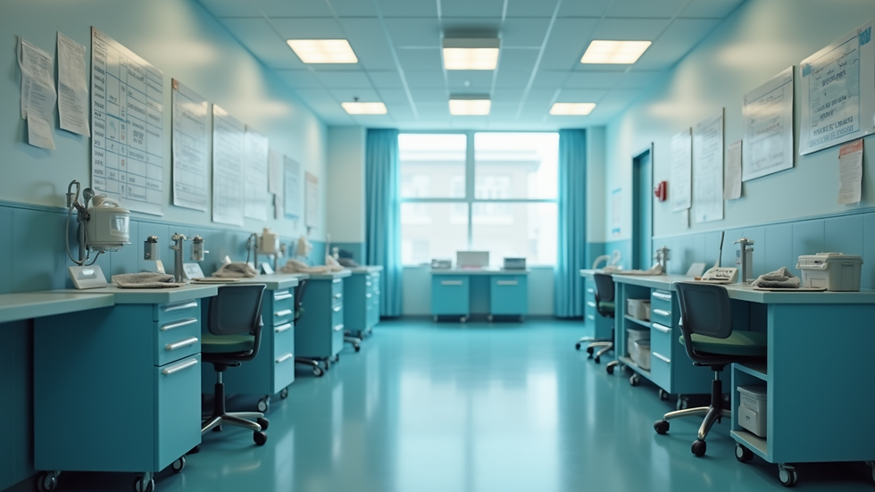 Eye-level view of a hospital nurse station with organized schedules
