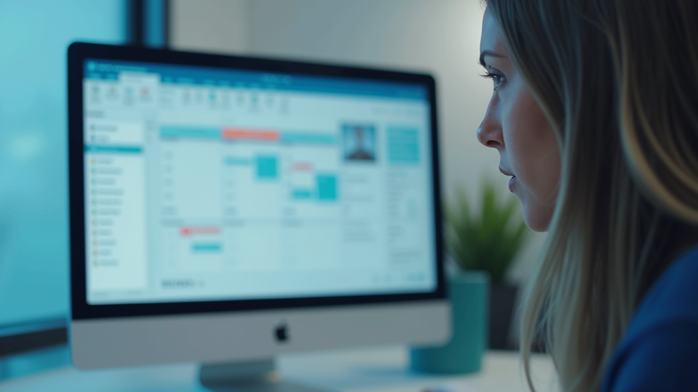 Close-up view of computer screen displaying healthcare scheduling software