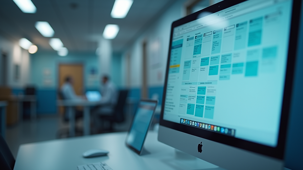 Close-up view of a computer screen displaying nurse scheduling software