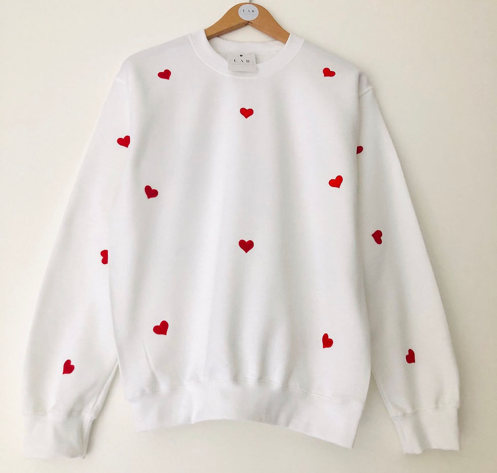 Thumbnail: White Embroidered heart jumper 