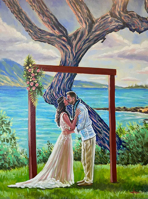 The Live Wedding Painting Artist Behind Maui's Most Memorable Weddings