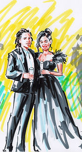 Live Guest Sketch Portrait Drawing at a Wedding Reception in Maui