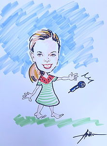 Live Caricature of a little girl doing a mic drop