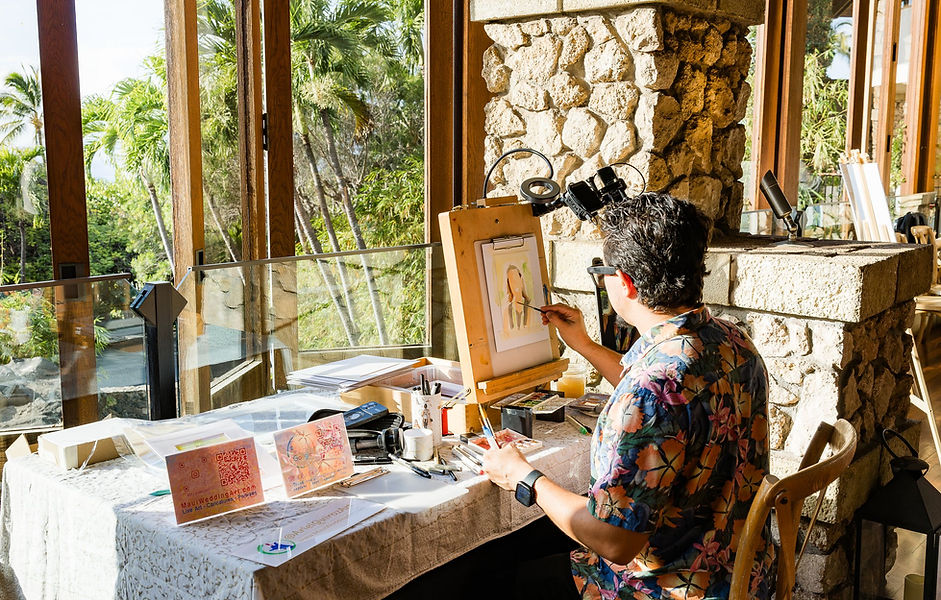 Ariel Quiroz Live Guest portrait artist in action photo by Lexi McGhee Photography