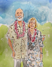 Live Wedding watercolor portrait of a couple