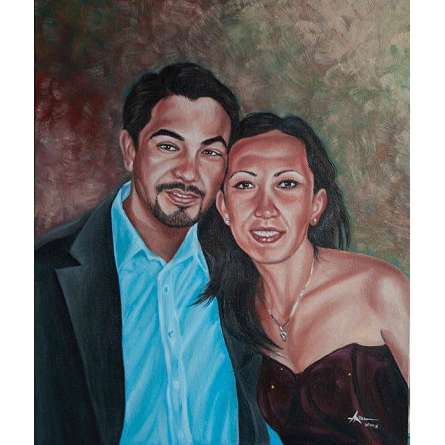 Miniatura: Commission Couple Portrait Oil on Canvas
