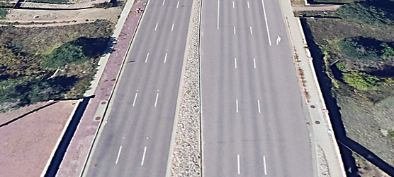 Satalite imagery of a roadway and drainage ditch