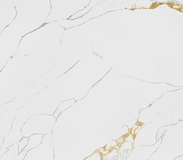 Kitchen Countertop, Quartz, Venakin QVK, White Surface with Black & Gold Veining