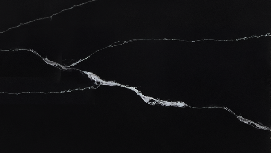 Kitchen Countertop, Quartz, Cosmic Black QCOB, Black Surface with White Veining