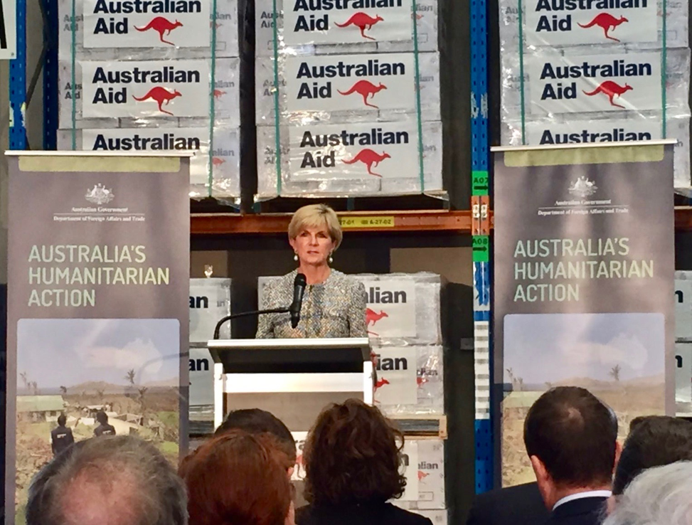 Australias Foreign Minister Hon Julie Bishop announcing the AHP to the crowd