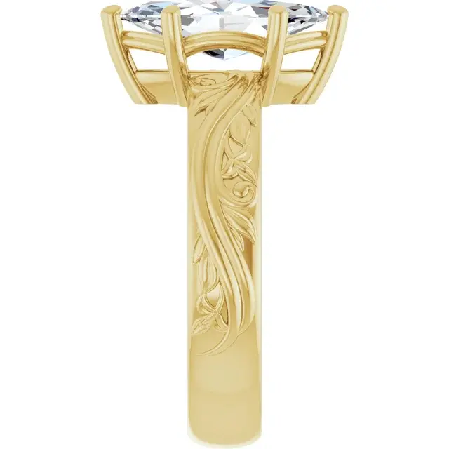 Thumbnail: The Areli + Engraved Marquise Solitaire Engagement Ring