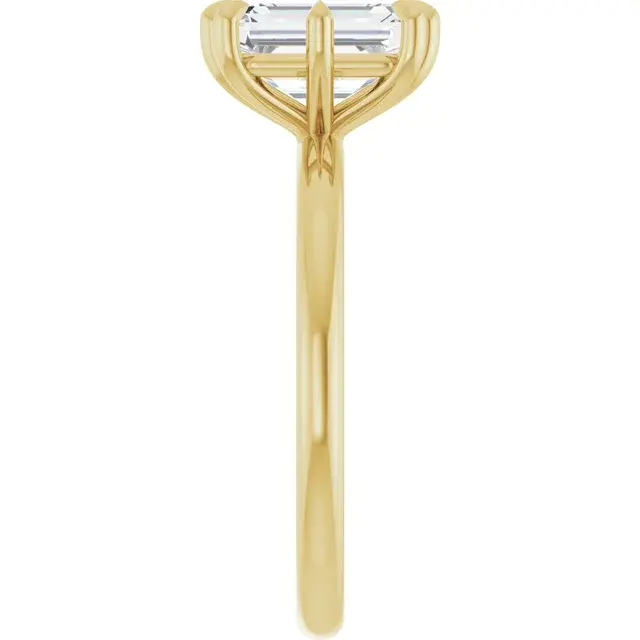 Thumbnail: An 8 prong emerald cut solitaire engagement ring, crafted in 14k gold.