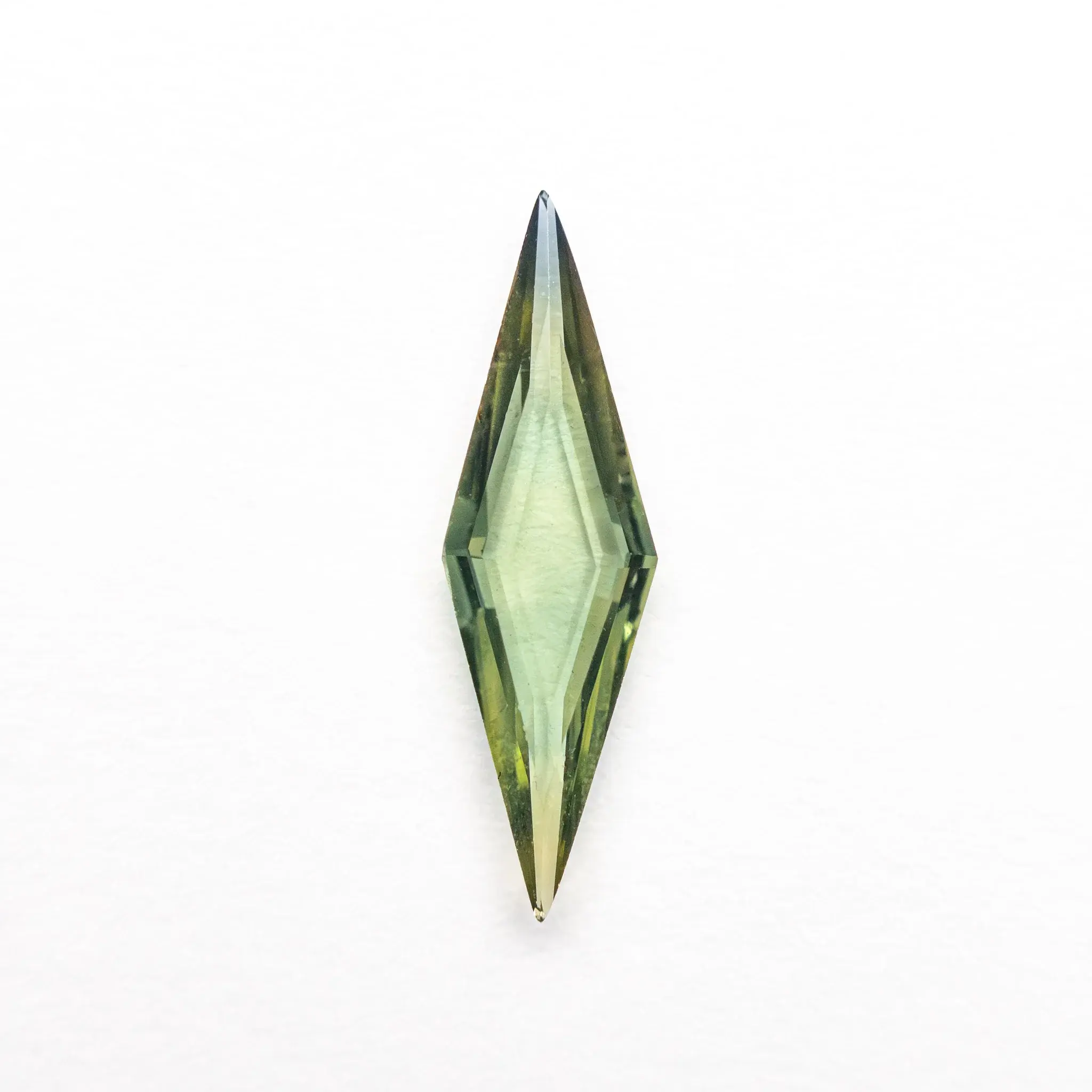 Natural Green Lozenge Step Cut Sapphire