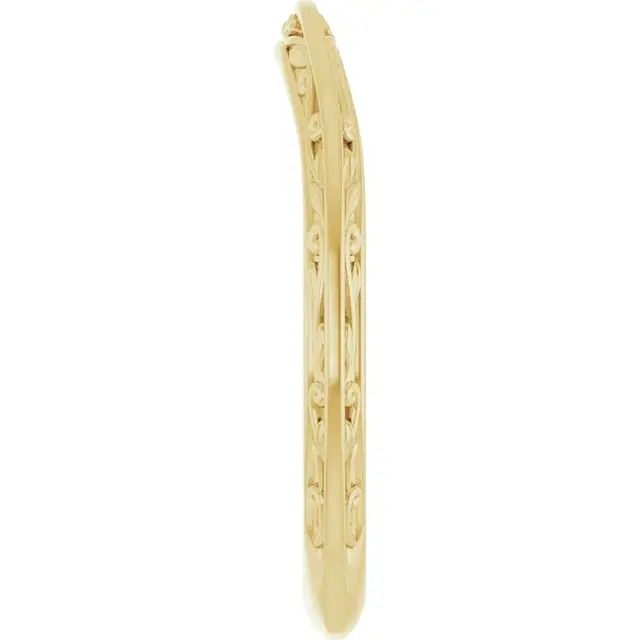 Thumbnail: Vintage engraved contour band in 14k solid gold.