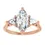 Thumbnail: Handcrafted 14k solid gold lab grown diamond engagement ring, set with marquise and trillion cut stones.