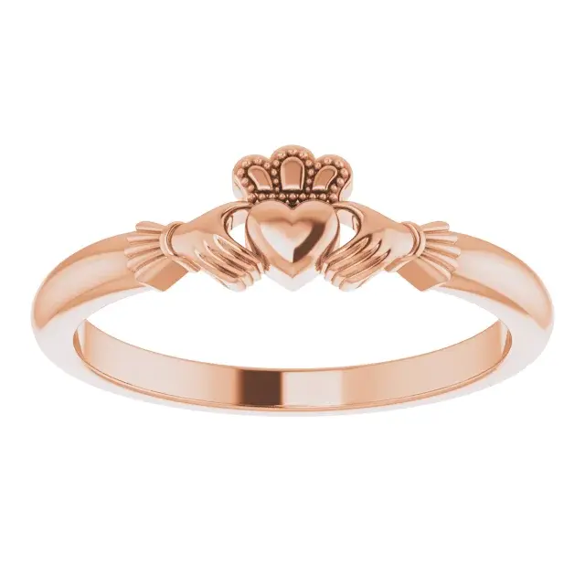 Thumbnail: A 14k solid gold claddagh fashion ring without gemstones.