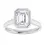 Thumbnail: A sleek emerald cut bezel style engagement ring, set with a lab grown diamond cente stone.