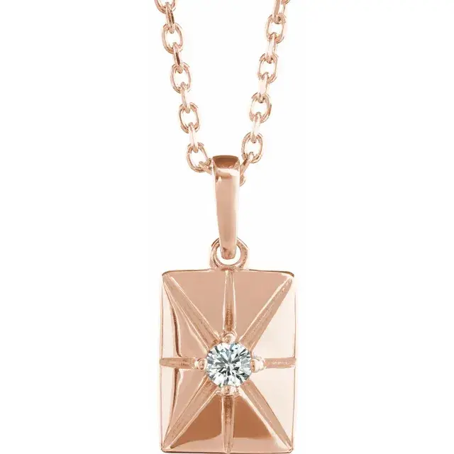 Thumbnail: Starburst Motif Amulet necklace with lab grown diamond in the center