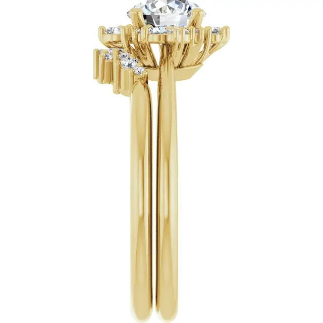 Thumbnail: Scattered lab grown Diamond contour Band in 14k gold.