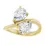 Thumbnail: Handcrafted toi et moi pear shape lab grown diamond engagement ring, 14k yellow gold.