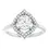 Thumbnail: Round brilliant lab grown diamond engagement ring with a clover style diamond halo