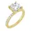 Thumbnail: 8 claw prong pavé band lab grown diamond engagement ring with princess cut cente stone.
