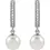 Thumbnail: Pearl and diamond dangle hoop earrings.