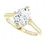Thumbnail: Oval double compass prong solitaire engagement ring lab grown diamond in 14k gold.