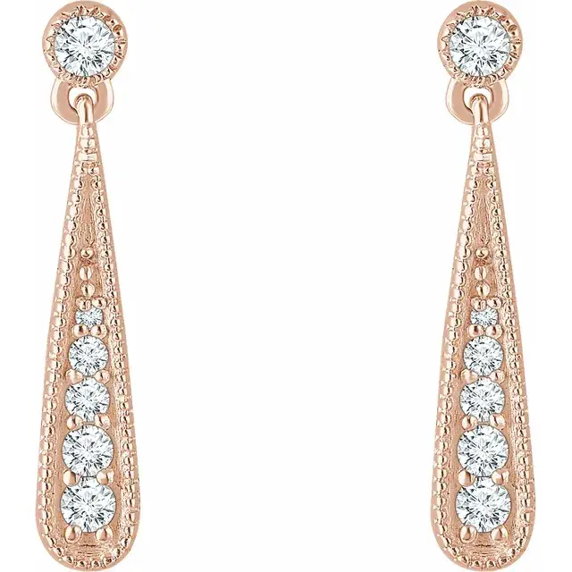 Thumbnail: Elongated Diamond Tear Drop Dangle Earrings