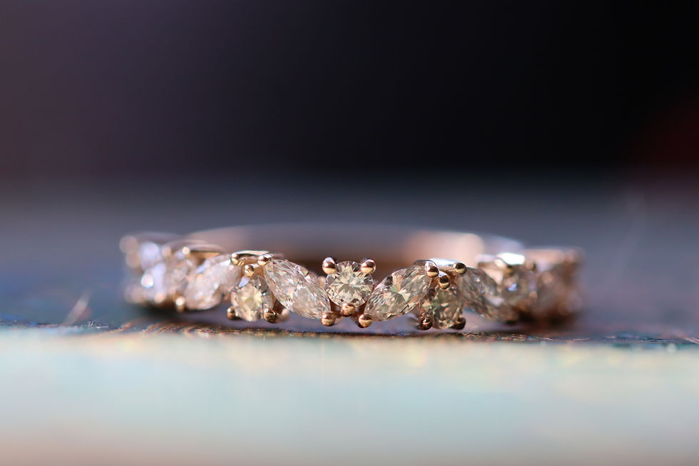 Thumbnail: Marquise and round lab grown diamond womens wedding band.