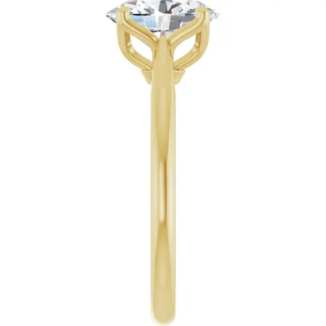 Thumbnail: Oval lab grown diamond solitaire engagement ring with a tulip  petal prongs.