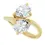 Thumbnail: Handcrafted toi et moi pear shape lab grown diamond engagement ring, 14k yellow gold.