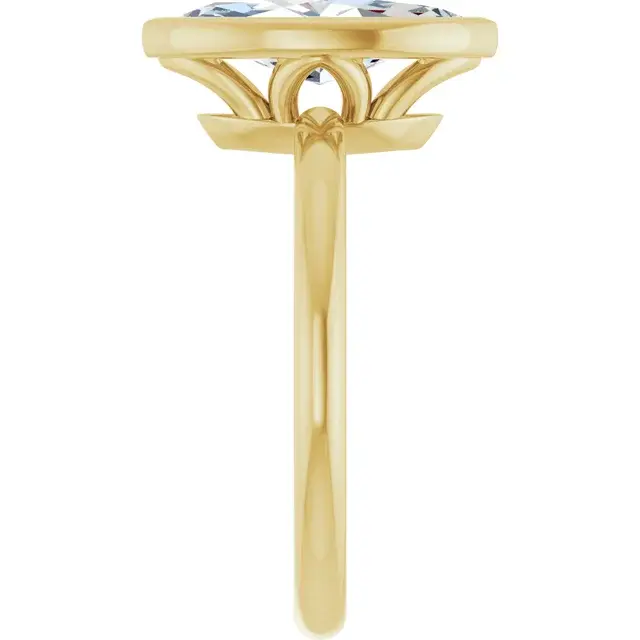 Thumbnail: Marquise lab grown diamond solitaire engagement ring with scalloped bezel