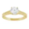 Vintage antique solitaire engraved engagement ring with round brilliant lab grown diamond center stone.