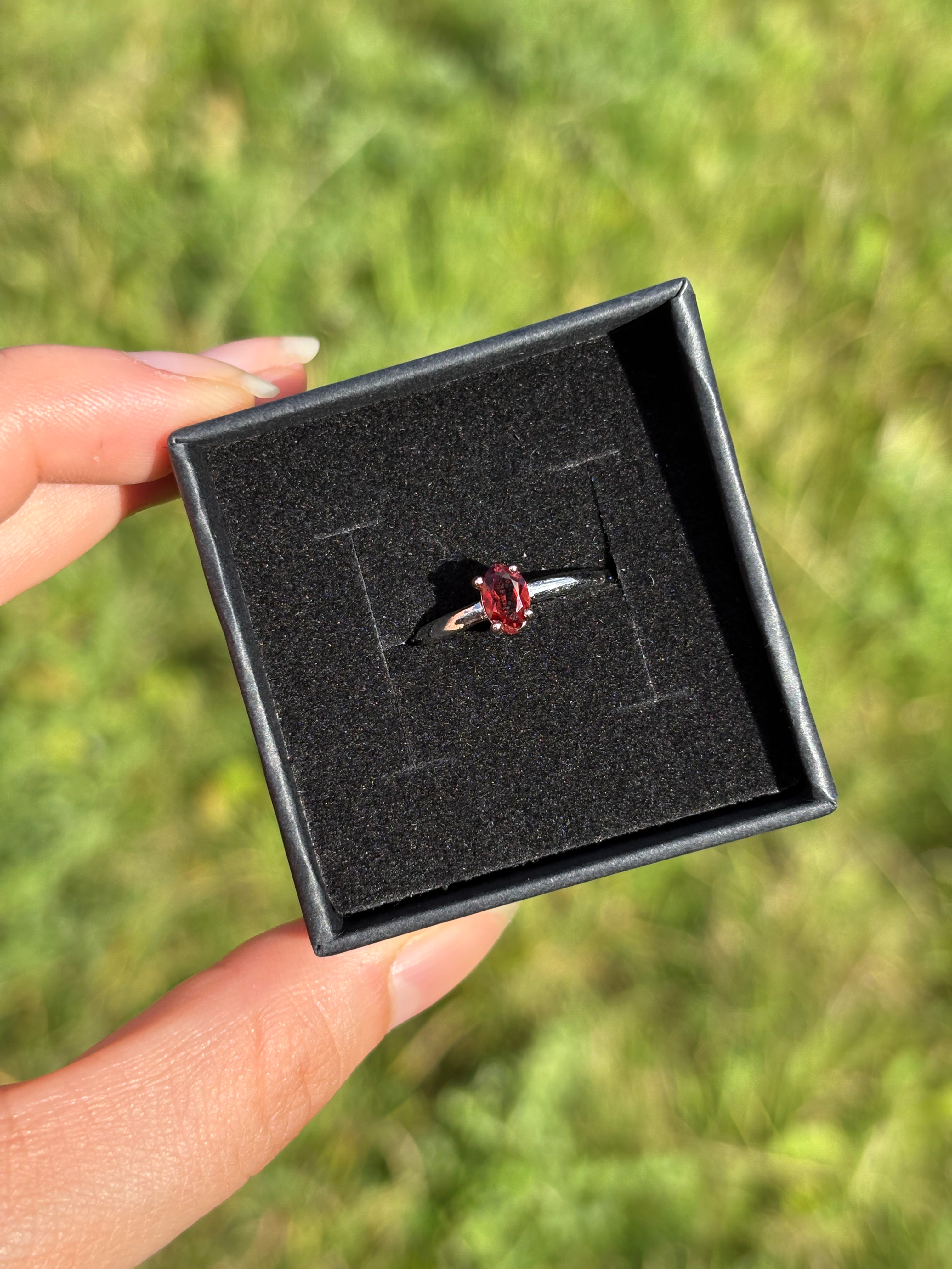 Garnet Adjustable Crystal Ring
