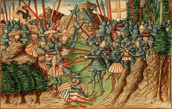 A painting of the Battle of Kosova, with deep implications for Serbian, Albanian and Balkan history, depicted in the 15th century.