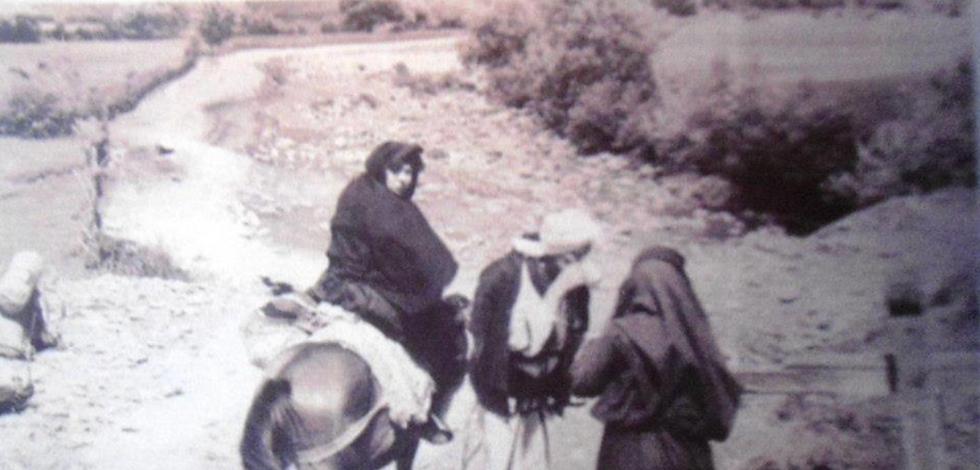 Albanian women of Plav and Guci with a male companion wearing the traditional Albanian wool trousers known as tirqe, c. 1939.