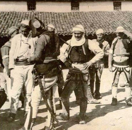 Men in traditional Gheg Albanian garb, Pazari i Ri (Novi Pazar), c. 1930.