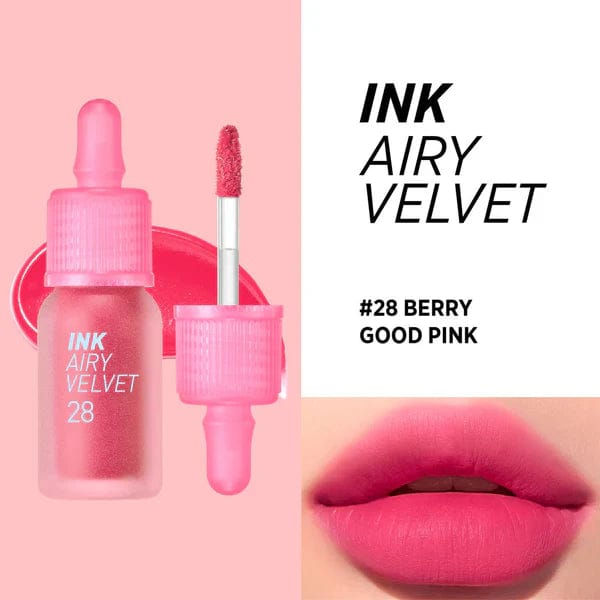 Tinta de labios Coreana Peripera Ink Airy Velvet Tono 28 Berry Good Pink.