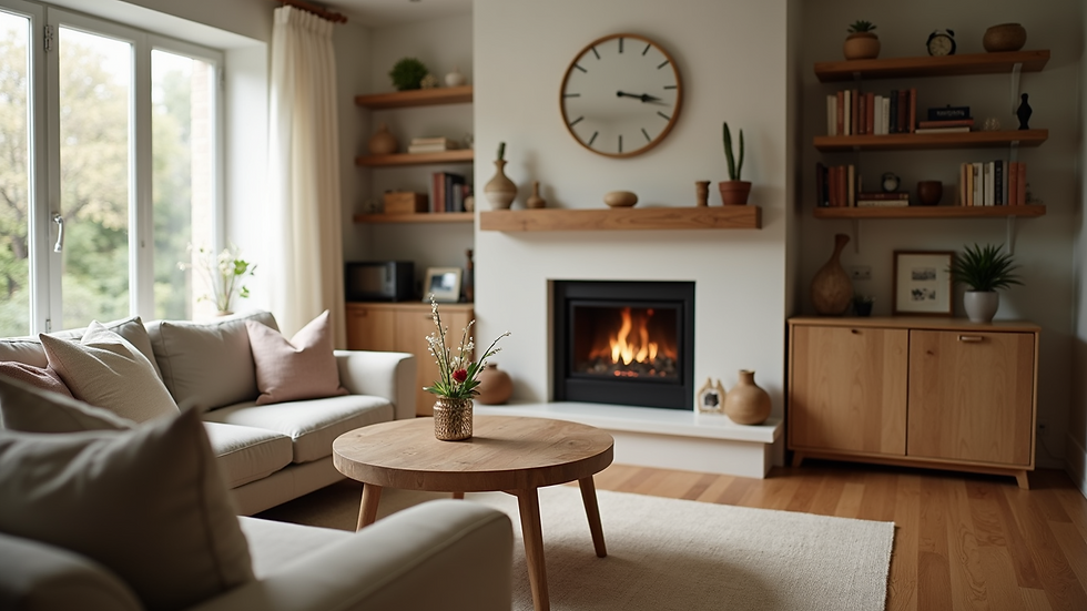 Close-up view of a cozy home living room