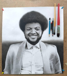 A commissioned piece by Solomon Sarki, the portrait artist 