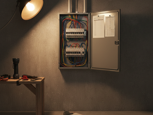 Licensed inspector evaluating a residential electrical panel during an electrical inspection Nashville home buyers rely on