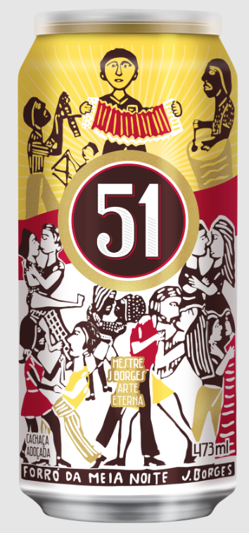 Cachaça 51 lança embalagem comemorativa inspirada na xilogravura de J. Borges