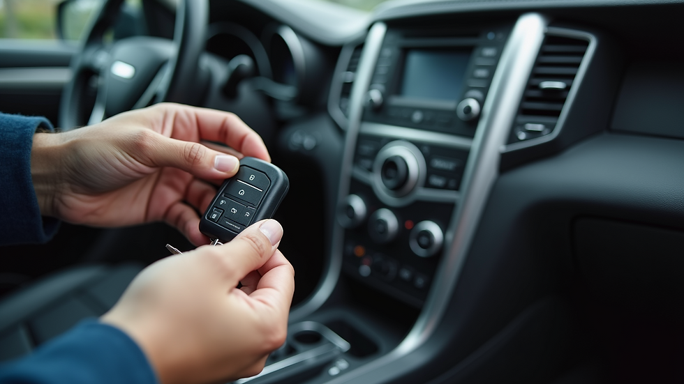 Close-up view of a locksmith programming a car key