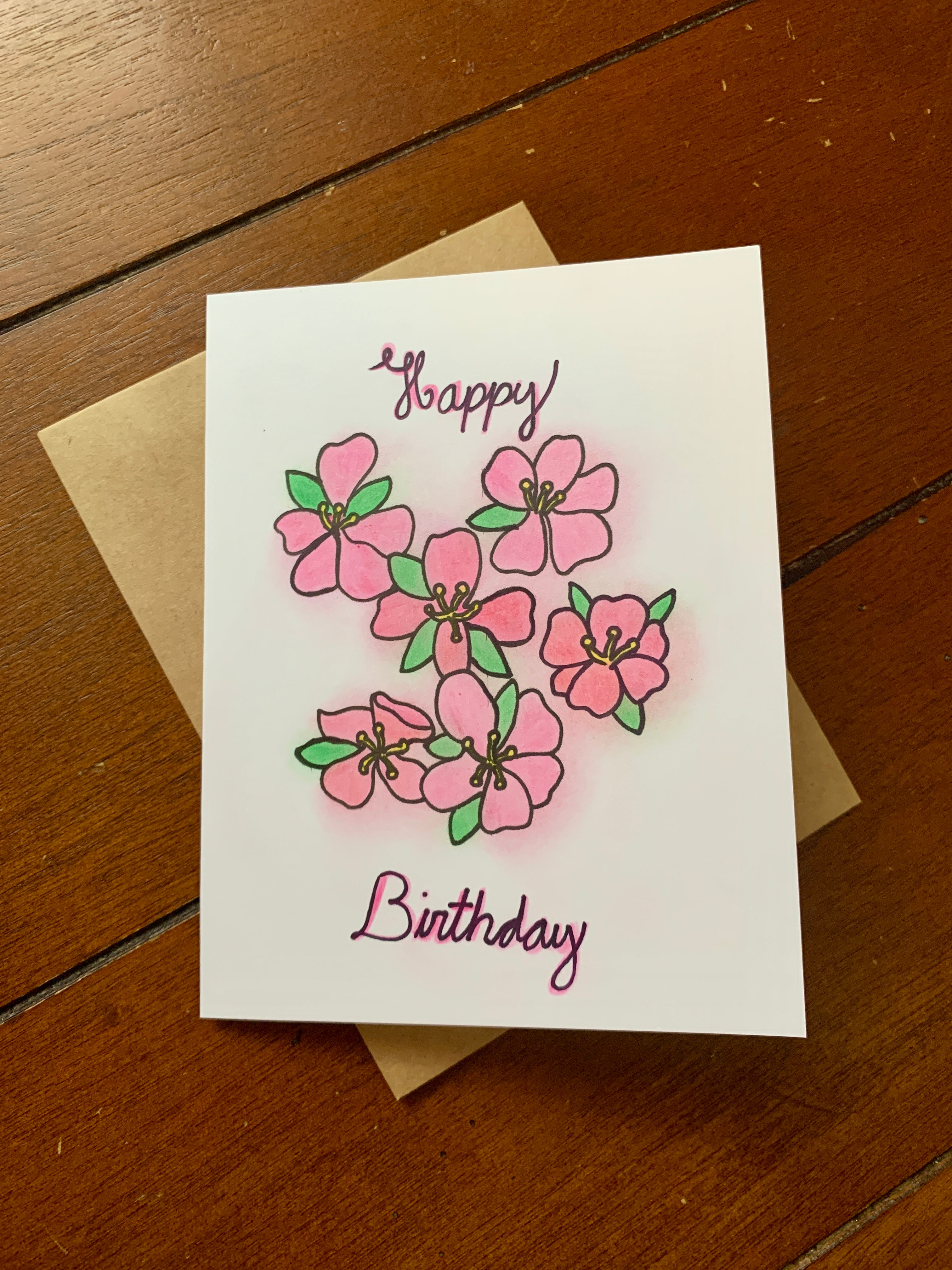 Cherry Blossom Happy Birthday Greeting Card