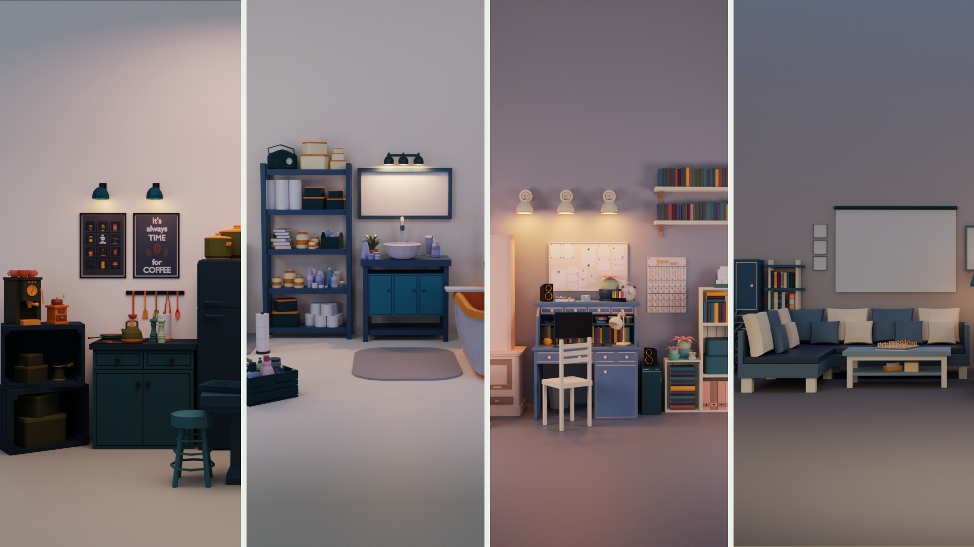 Low Poly House Interior Props