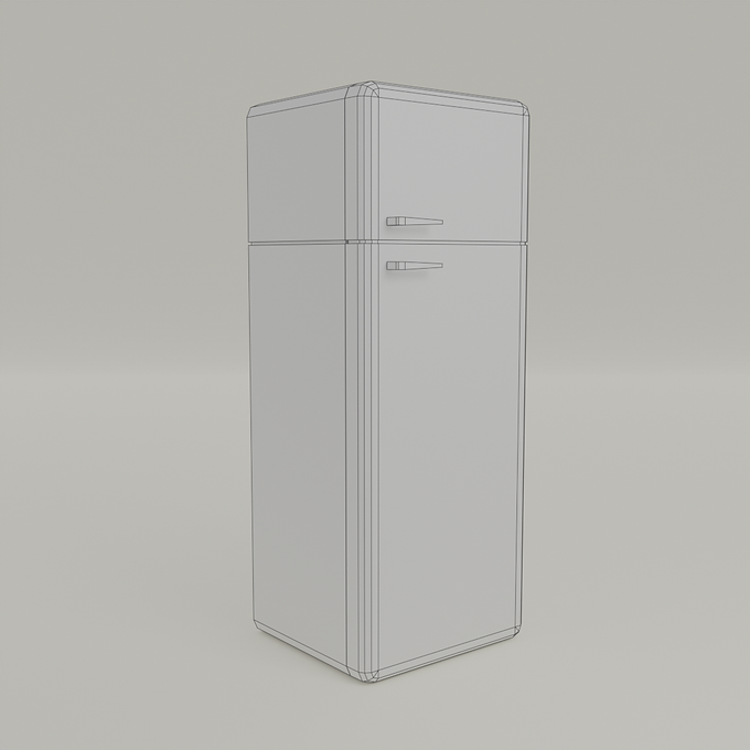 3D Model Low Poly Wireframe Fridge