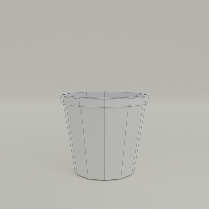 3D Model Low Poly Wireframe Bucket