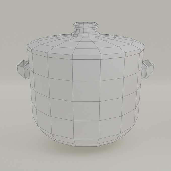 3D Model Low Poly Wireframe Pot Straight Big