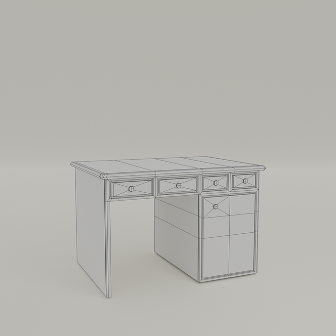 3D Model Low Poly Wireframe Desk